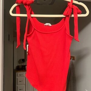 Sugarlips Red Fitted Tie Front Tank Top